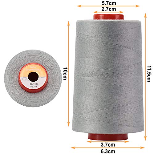 New brothread 4 Large Cones All Purpose Polyester Thread -Silver - color: 4xSilver