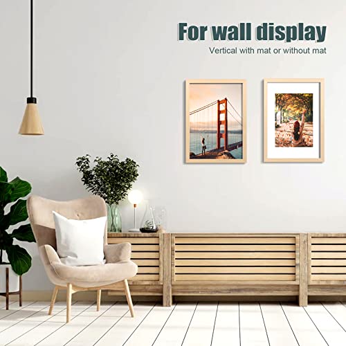 KINLINK A3 Picture Frame, Natural Solid Wood Frame with Acrylic Plexiglass for Pictures A4 with Mat or A3 without Mat Wall Display Poster Frame 1 Pack - color: Natural, size: A3
