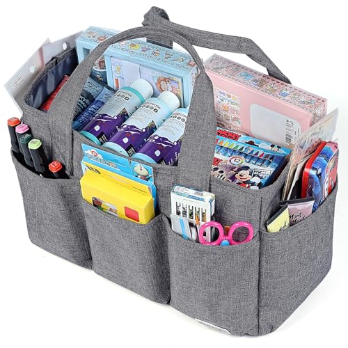 HOMEST Craft Organizer Tote Bag with Multiple Pockets