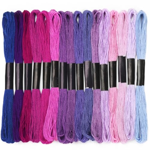 Embroidery Floss 16 Skeins 8.7 Yard Purple Friendship Bracelet String Cross Stitch Threads for Jewelry Making Bracelet Stitching Thread Floss Bracelets Making Yarn - color: Purple