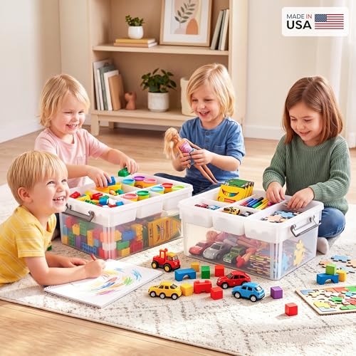 Citylife 17QT Clear Craft Organizers and Storage Box with Removable Tray - size: 17 Qt- 1 Pack