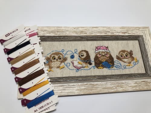 RIOLIS 1936 Owl Family Counted Cross Stitch Kit 9.5 x 3.25 in - style: The Owl Family 1936