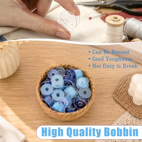 72 Pcs Pre-Wound Bobbins Sewing Thread 72 Colors (Blue) - color: Blue
