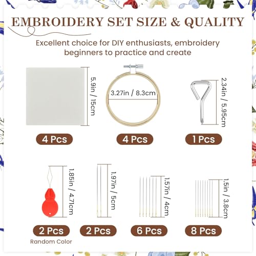 MARRTEUM 4Pcs 3 Inch Embroidery Hoop Set for All Stitching Techniques
