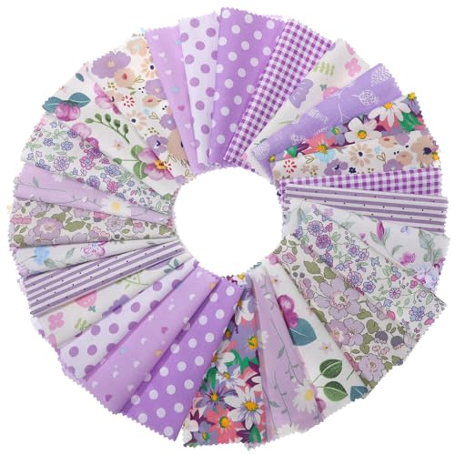42Pcs Brown Charm Packs for Quilting Fabric Squares 5 x 5Inch, Purple - color: Purple