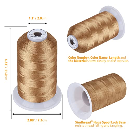 Simthread Embroidery Thread 5500 Yards Beige 843, 2 Huge Spools 40wt Polyester for Brother, Babylock, Janome, Singer, Pfaff, Husqvarna, Bernina Machine - color: Beige