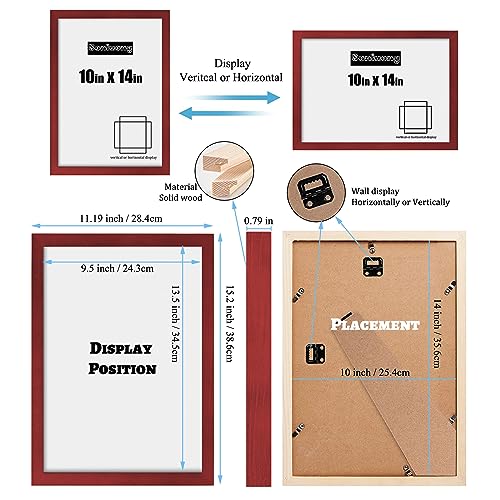 10x14 inch Wood Picture Frames for Wall Hanging,Diamond Painting Frames Rectangle Baby Scan Picture Frame for Family Walls Decoration,Anniversary,Wedding,Christmas,Halloween,Shower,Certificate (Red) - color: Red, size: 10x14 inch