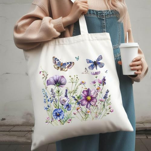 Spring Summer Iron on Transfer Stickers Watercolor Flower Butterfly Dragonfly Design DTF Ready to Press Patches Various Floral Theme Heat Transfer HTV Vinyl Decals Iron on Patches for Clothing T-Shirt - color: Colorful Flower Butterfly
