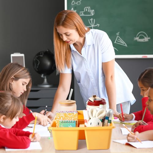 6 Pack Plastic Classroom Organizer Caddy with Handle, Boho - color: Boho