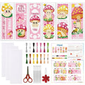 ORIGACH 6 Set Pink Mushroom Cross Stitch Bookmark Kit for Beginner - style: Mushroom