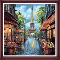 Funchey Counted Cross Stitch Kits for Adults Needlepoint Kits Unprinted Cross Stitching Embroidery Kit 11CT Cross Stitch Supplies-Twilight Scenery of the Iron Tower 18x18 inch - color: ArtsKit31
