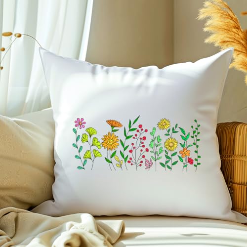 4 Sheets Water Soluble Embroidery Patterns Stabilizers Flowers Theme Embroidery Stick and Stitch Paper with Pre-Printed Flower Wreath Butterfly Patterns for Hand Sewing Lover Beginners - style: Flower A