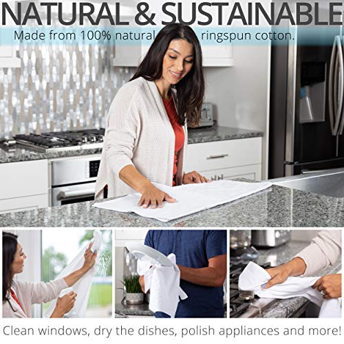 Aunti Em's Kitchen Flour Sack Dish Towels - Natural Cotton for Embroidery and Drying Glass, Hand, Dinnerware - Plain, Thick, Zero-Lint, Highly Absorbent - Set of 12, 27 x 27 Inch, Steel Grey - color: Steel Grey