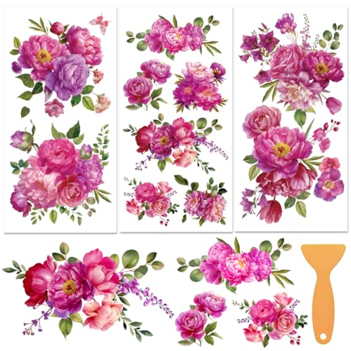 3 Sheets Vintage Rub on Transfers for Crafts and Furniture,Rose Pink Floral,Cold IOD Transfers Stickers,Rub on Transfer Furniture Decals Sticker for Wood Glass Desk DIY Home Decor 11.8x5.9'' - style: Style 8- Watercolor Painting with Flowers Patterns