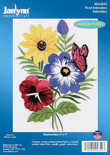 Janlynn Floral Crewel Embroidery, multi-colored