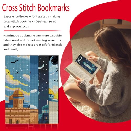VIGEGU 4 Pack Religion Cross Stitch Bookmark Kits for Adult Beginners - color: Religion Cross Stitch Bookmark