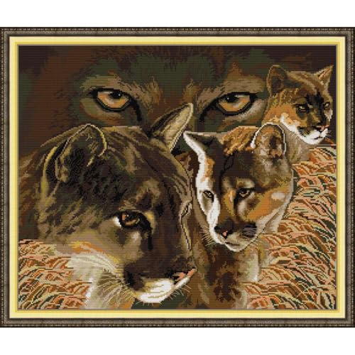 JOYSEWING Leopard Cross Stitch Kits for Adults Beginners,Full Range of Cross-Stitch Stamped Kits Needlepoint Kits Embroidery Kits 14CT Cross Stitch Patterns-(Black Panther(14CT) 21.65 ×18.50 Inch) - color: Black Panther(14CT) 21.65 ×18.50 Inch