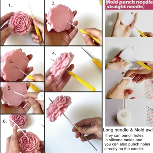 Nimozekd 19 PCS Candle Making Kit for Candle Drilling&Mold Punching Needle Punch Wicking Needle Tools Candlewick Inserting Tool Candle Mold Punch Set with Hook Eye for Inserting Mold Wicks - color: 19PCS