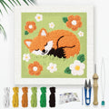 Doodlream Sleeping Fox DIY Punch Needle Embroidery Kit for Adult Beginner, 9.4" Cute Fox Punch Stitching Craft Set for Starter with Frame, Fabric Pattern, Threader, Yarn, Pinch Needle - color: Sleeping Fox