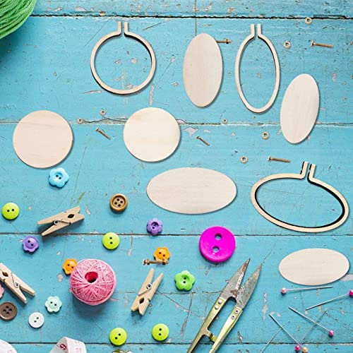 Wood Mini Embroidery Hoop Frame, 24Pcs Round Oval 0.9-2.3 Inch - size: 24Pcs Round Oval 0.9-2.3 inch