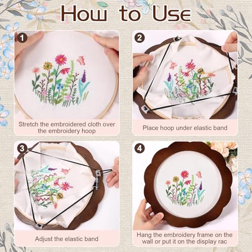 Kuabiz 8 Pcs 8 Inch Wood Embroidery Hoop Frame with Embroidery Hoops Sunflower Wood Embroidery Display Frame and Hoops for Finished Cross Stitch Hoop Frame DIY Art Craft Embroidery Sewing Ornaments