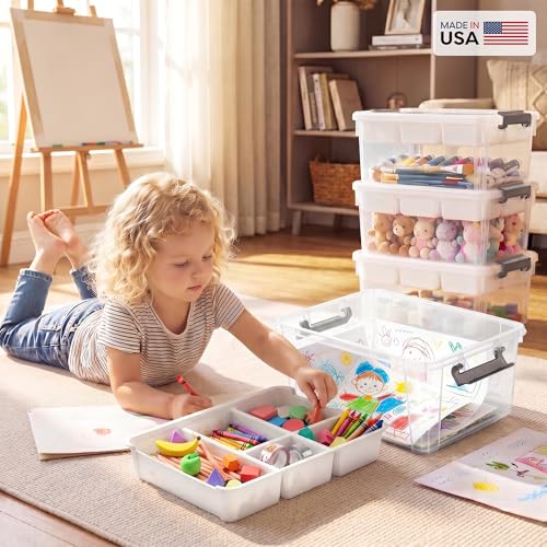 Citylife 17QT Clear Craft Organizers and Storage Box with Removable Tray - size: 17 Qt- 1 Pack
