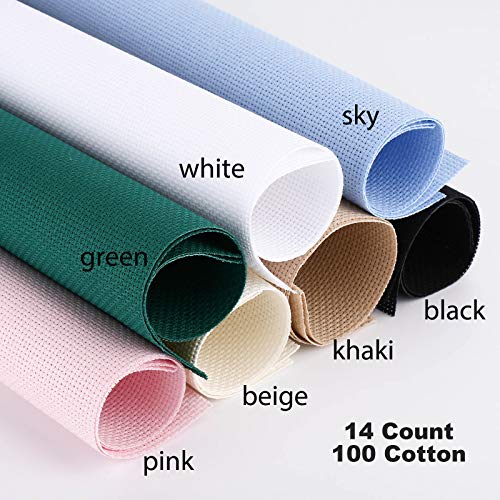 Aida Cloth 14 Count Cross Stitch Fabric Multi Colored 12×18inch 7Pcs