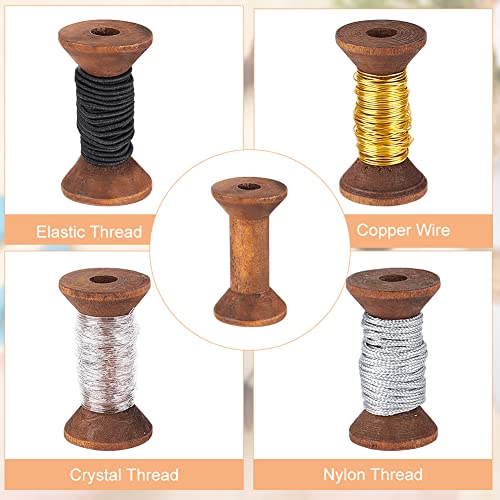 BENECREAT 20Pcs Antique Wooden Empty Spools, 1.57"/ 40mm Empty Thread Spools Wooden Ribbon Spools Bobbins for Wire Weaving Arts DIY Wood Projects - color: Antique