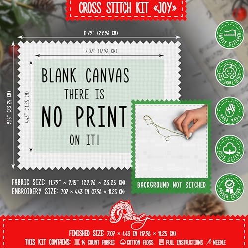Christmas Counted Cross Stitch Kit for Adult with Inspirational Word Joy
