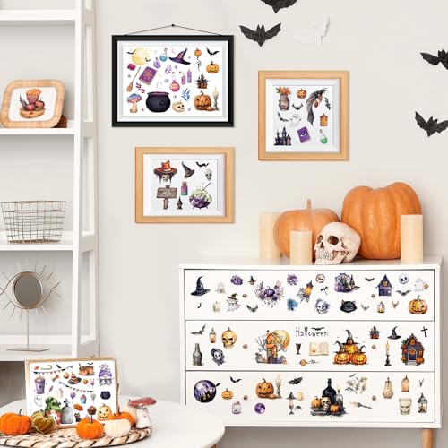 Halloween Rub on Transfers for Crafts and Furniture - Wxiben 12 Sheets Ghost Pumpkin Rub on Transfers for Furniture Halloween Skull Rub on Transfer Stickers Decals for Wood DIY Craft Office Home Decor - style: Halloween