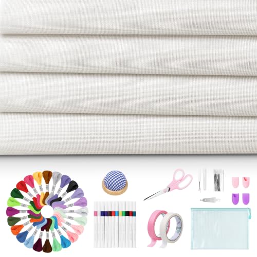 18 Mesh Needlepoint Canvas Kit - 80Pcs Beginner Needlepoint Kits for Adults, Includes 4 Pcs 18" x 12" Needlepoint Canvas,Threads, Markers, Tapes, Needles, Scissor, Protection Covers and Ripper