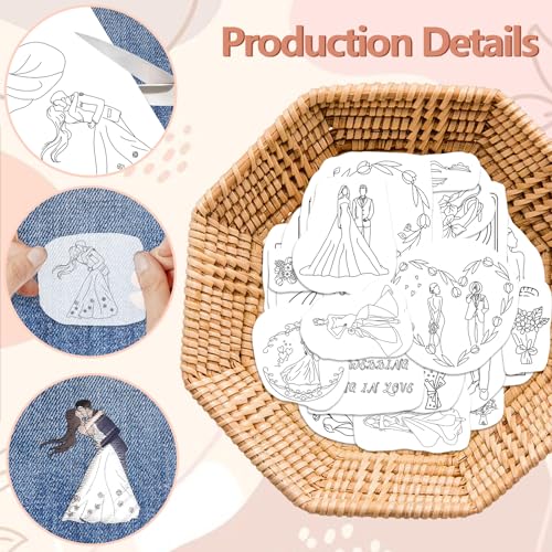 Peacoblue Wedding Stick and Stitch Embroidery Patterns, Water Soluble - color: Wedding