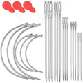 Heavy Duty Hand Sewing Needles Kit, 21 PCS Leather Sewing Needles with 15 Leather Hand Sewing Needle and 6 Curved Needle for Home Upholstery, Leather Needles for Hand Sewing - color: 21PCS