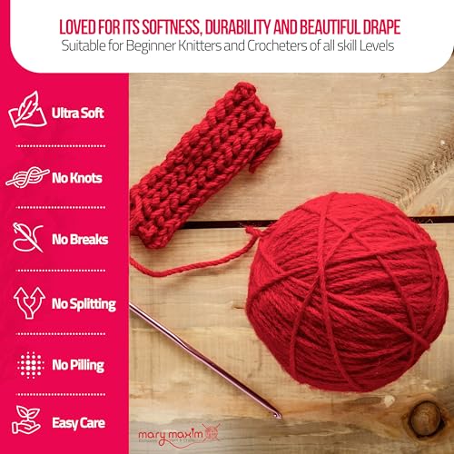 Mary Maxim Starlette Yarn, Soft Acrylic Yarn, 3.5 OZ, 180 Yards, Cayenne - color: Cayenne