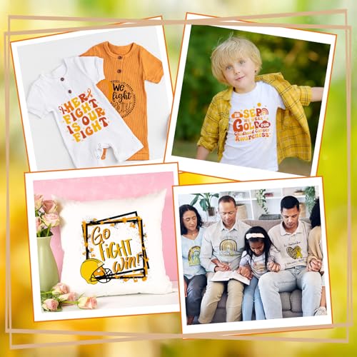 Dtf Transfers Ready to Press - 20Pcs Childhood Cancer Awareness Iron on Transfers Gold Ribbon Iron on Decals Cancer Survivor Heat Transfer Vinyl Stickers for Charity Clothing Pillows Bag DIY Crafts - color: Cancer Awareness