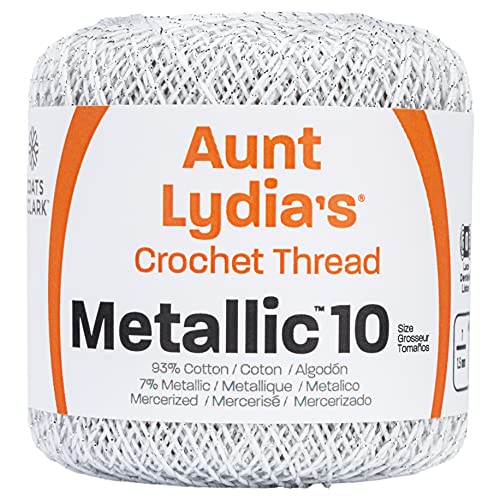 Red Heart Metallic Crochet Thread, 10, White/Silver - color: White/Silver, size: Size 10