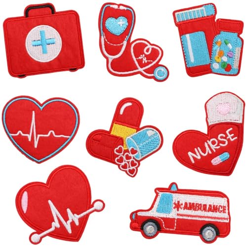 25pcs Nurse Iron on Patches, Medical Nursing Sew on Patches DIY Crafts - color: Nurse's Day, 25pcs