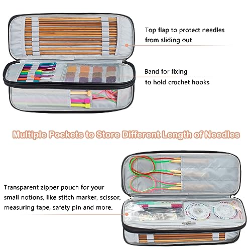 MYBAGZING Knitting Needle Case 14" Organizer for Straight &Circular Needles - color: Black, size: Fits up to 14 inches