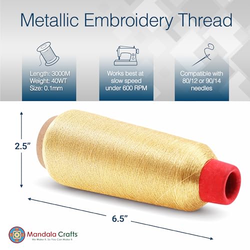 Mandala Crafts Metallic Champagne Embroidery Floss for Sewing, 3281 YD - color: Champagne, size: 3000M 3281 Yard