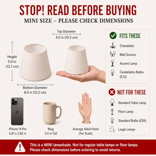 Small Lamp Shade Clip on Bulb for Candelabra Bulbs, Mini Lampshades for Chandeliers, Home Decor Barrel Beige Fabric Linen Lampshade for Table Chandelier Wall Lamp Ceiling Lamps 4x6x5 Inch (2, BEIGE) - color: BEIGE