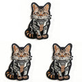 U-Sky Sew or Iron on Embroidered Patches | Cybernetic Cat with Mechanical Parts Fusion Design | Steampunk Animal Theme for Jackets Bags Hats Denim | 2.0"x2.9" 3PCs Pack - color: Shorthair Machanical