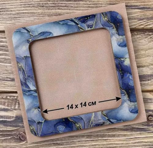 Magnetic Embroidery Hoop Big – 5.5"x5.5" Inner Size, Square Wooden Hoop for Plastic Canvas & Perforated Paper, Midnight Blue | FLMP‑014 - color: Midnight