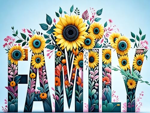 WUSARPLY Family Sunflower Stamped Cross Stitch Kits for Beginners Adults - color: J176