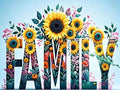 WUSARPLY Family Sunflower Stamped Cross Stitch Kits for Beginners Adults - color: J176