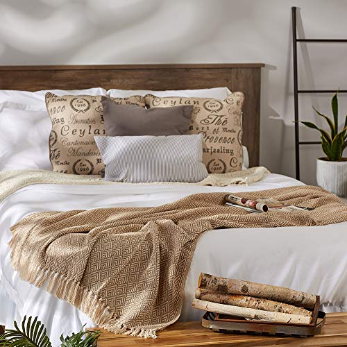 DII Diamond Throw Collection Cotton Woven, 50x60, Stone - color: Stone