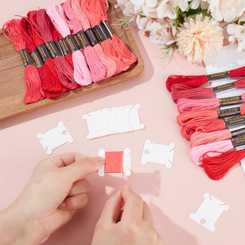 24 Skeins 6 Strandsd Red Embroidery Floss Gradient Friendship Bracelets Yarn String Variegate Cross Stitch Threads Bulk with Floss Bobbins for Hand Sewing Knitting Crafts Crochet Stitching - color: Red