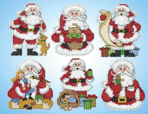 Santa Counted Cross Stitch Ornament Kit - Set/6