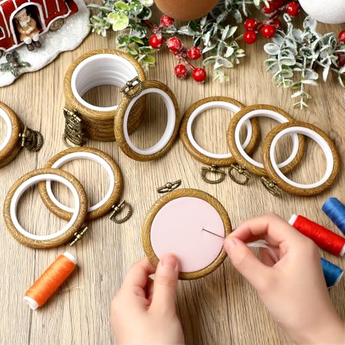 6 Pcs Round Embroidery Frame Circle Rubber Ring Display Cross Stitch Ornament Frame Kits for Craft Sewing DIY Hanging Gifts (4.3inch) - size: 4.3inch