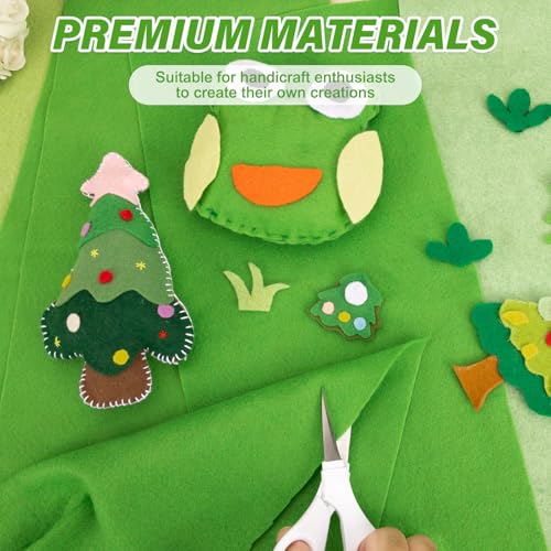 XSEINO 13 Rolls Green Felt Fabric,8"x35"(20.5x90cm) 1.4mm Thick Soft Felt Fabric Sheet for Crafts,Green Series Colors Soft Nonwoven Fabric,Fit for Decoration, Sewing, DIY Crafts - color: Green