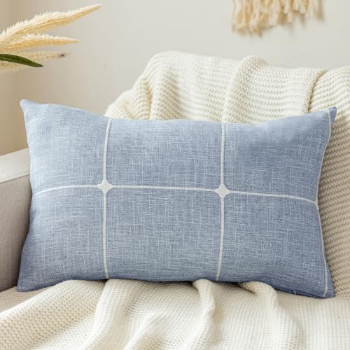 vctops Pack of 2 Rustic Lattice Throw Pillow Covers (Plaid Blue,12"x20") - color: Plaid Blue, size: 20" x 12" (Pack of 2)